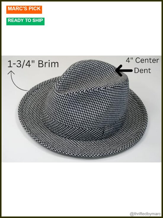 Hand Sewn Cotton Wool Blend Fedora Hat with 1 3/4\